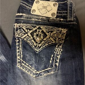 Miss Me Dark Blue Jeans with Silver Accents